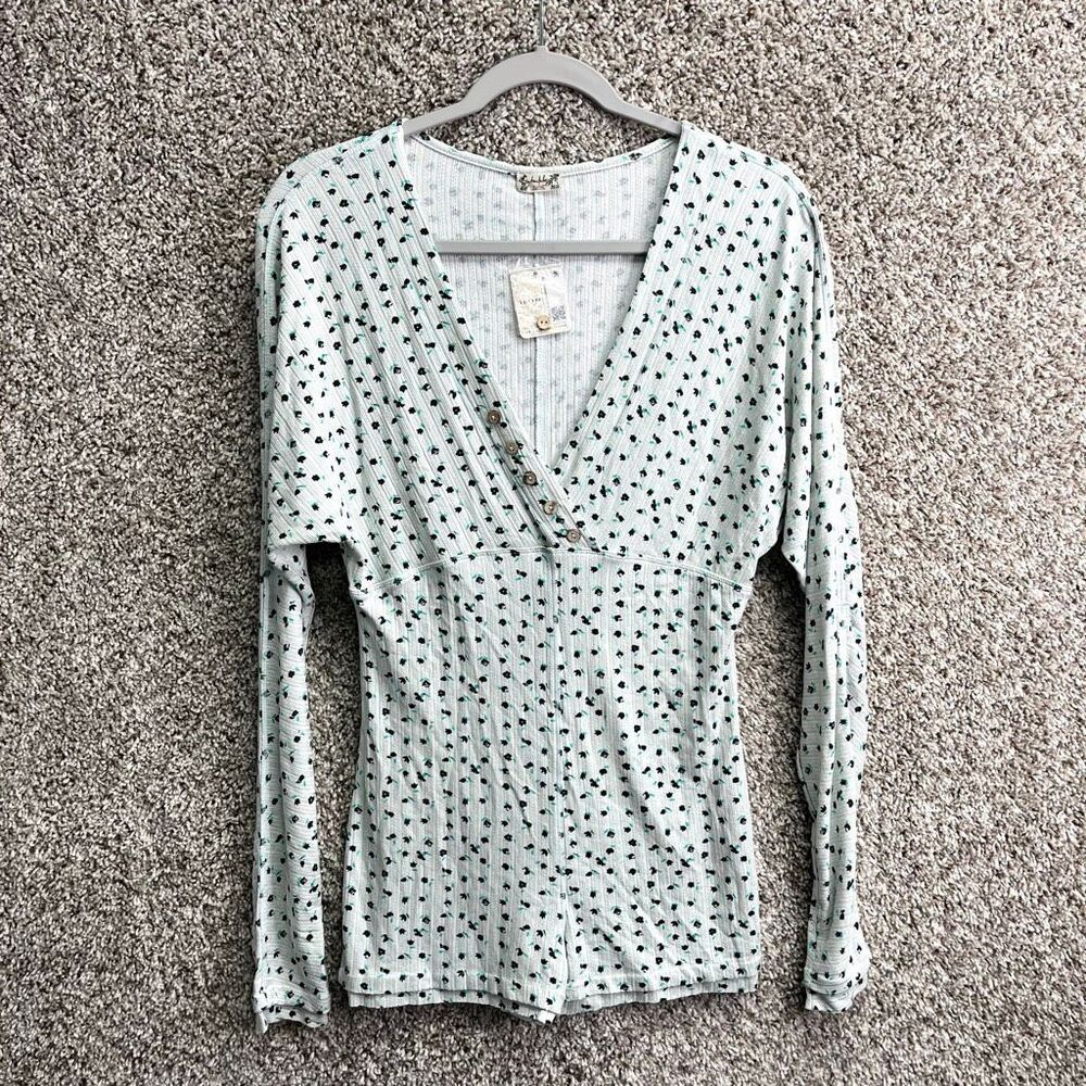 Intimately Free People Romper Women’s Medium Sleep In Sage Combo Long Sleeve NWT